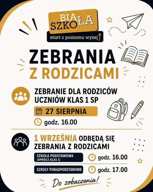 Zebrania z rodzicami w Białej Szkole – sprawdź terminy