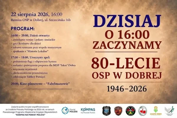 80-lecie OSP Dobra: pokazy, apel i kino plenerowe już dziś
