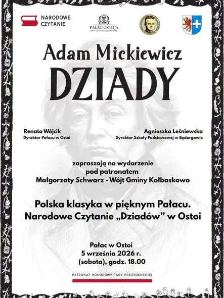 Narodowe Czytanie „Dziadów” w Pałacu w Ostoi – zaproszenie na sobotę
