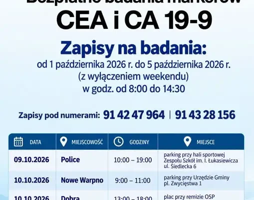 Bezpłatne badania markerów nowotworowych w Gminie Kołbaskowo – BADABUS już 11 października