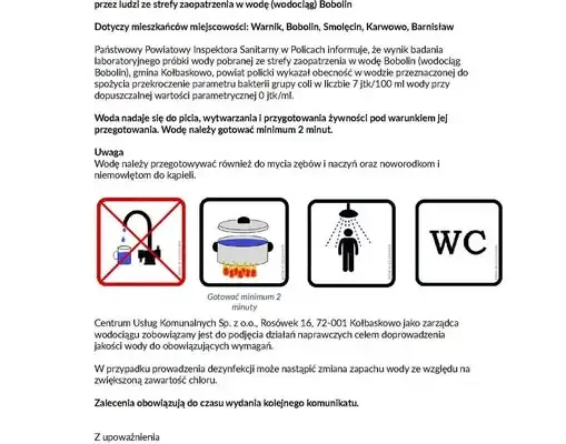 Bakterie grupy coli w wodociągu Bobolin. Mieszkańcy pięciu miejscowości muszą gotować wodę