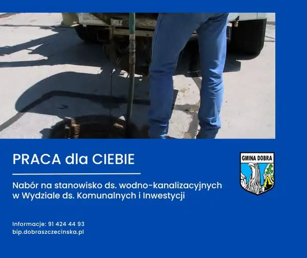Gmina Dobra szuka urzędnika ds. wodno-kanalizacyjnych – trwa nabór