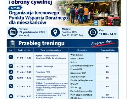 Gmina Dobra szkoli mieszkańców z obrony cywilnej – trening w Buku już 24 października