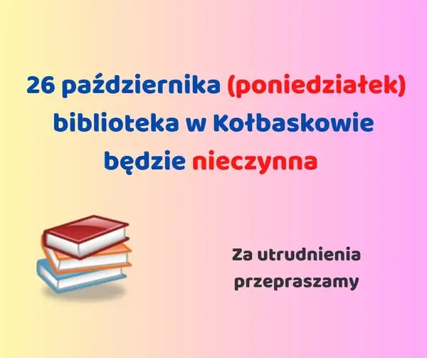 Biblioteka w Kołbaskowie nieczynna 26 października